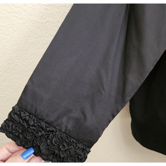 Susan Graver Black Puckered Material Collar Full Zip Lightweight Jacket 3X Plus - Picture 3 of 7